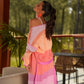 Kimono lungo a righe multicolor in cotone