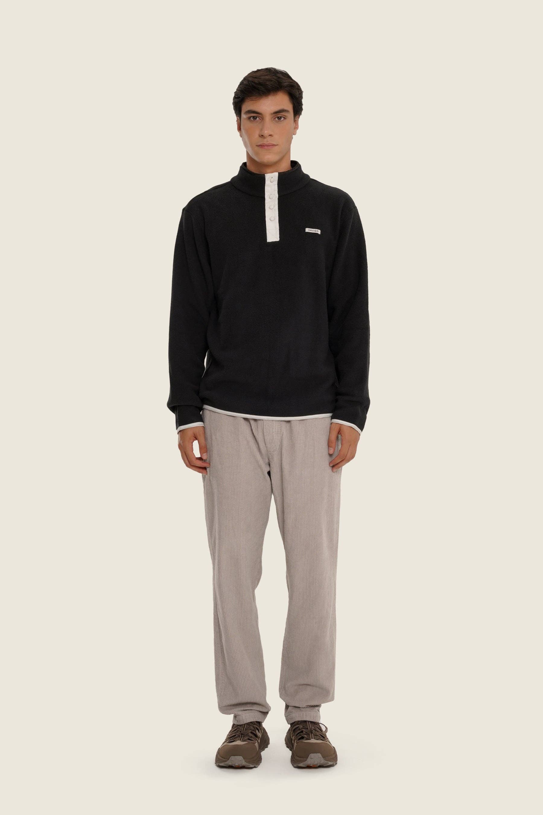 Maglione in pile nero unisex in cotone organico