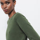 Maglione in maglia misto lana e cashmere verde con girocollo
