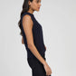 Maglione smanicato navy a collo alto Vikali