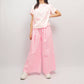 Pantaloni palazzo a righe verticali in cotone stretch