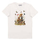 T-shirt unisex in cotone biologico con stampa cuccioli e farfalle