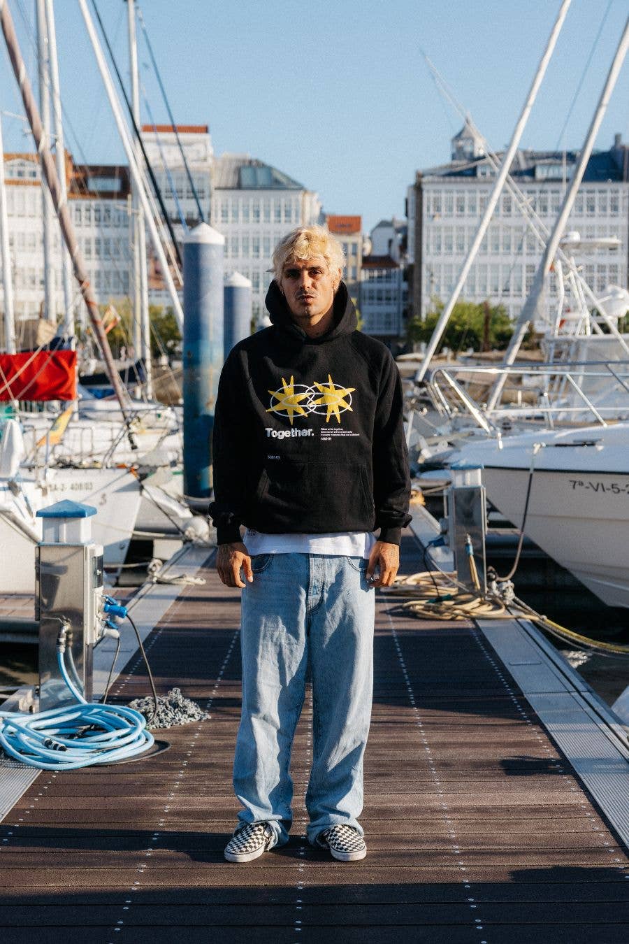 Felpa con cappuccio oversize Star nera in cotone biologico