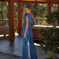 Tuta lunga tie-dye asimmetrica blu