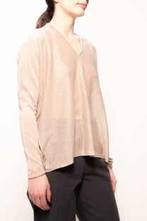 Maxi maglione glitterato con scollo a V