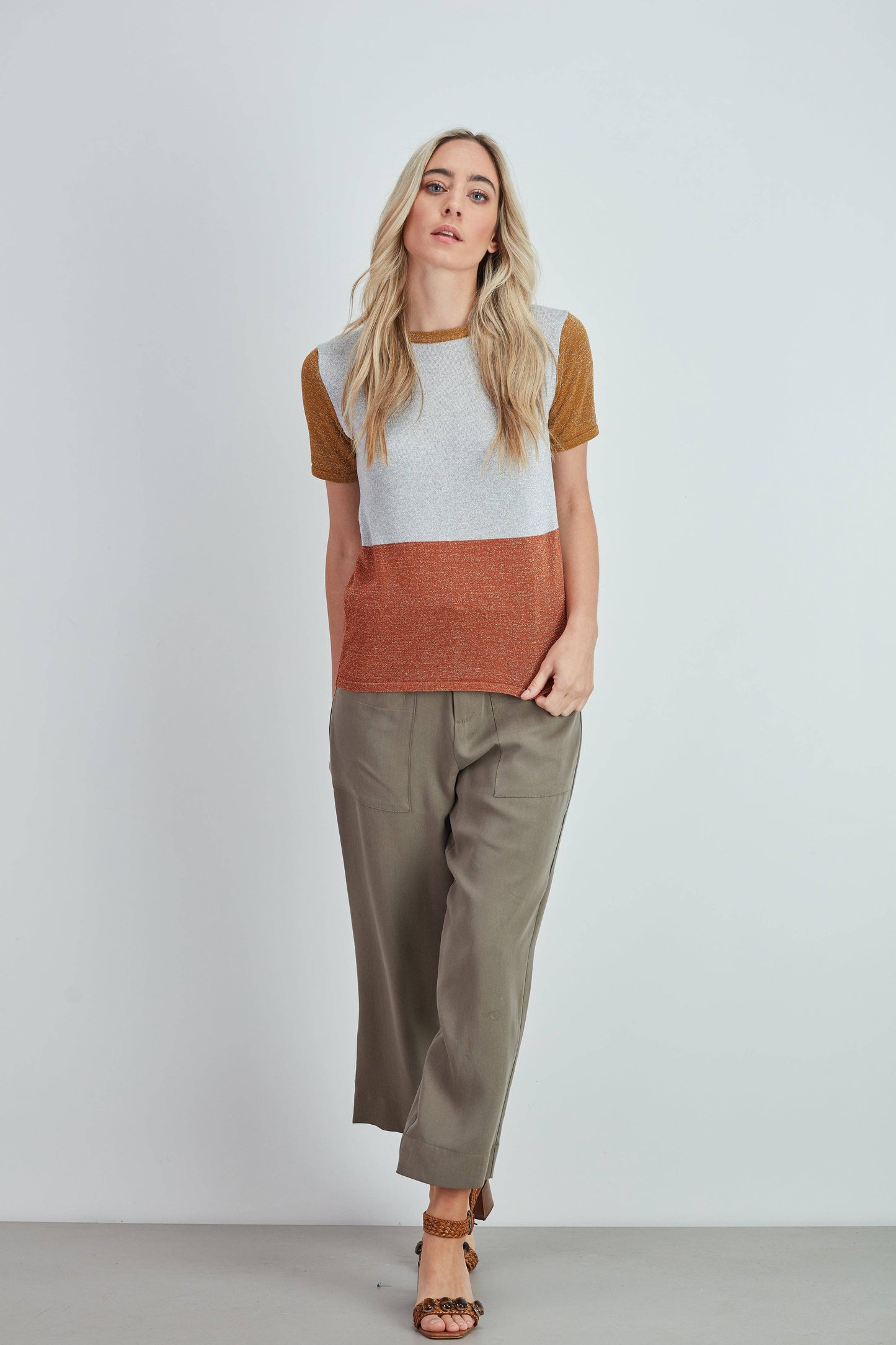 Maglia in rete lurex bicolor