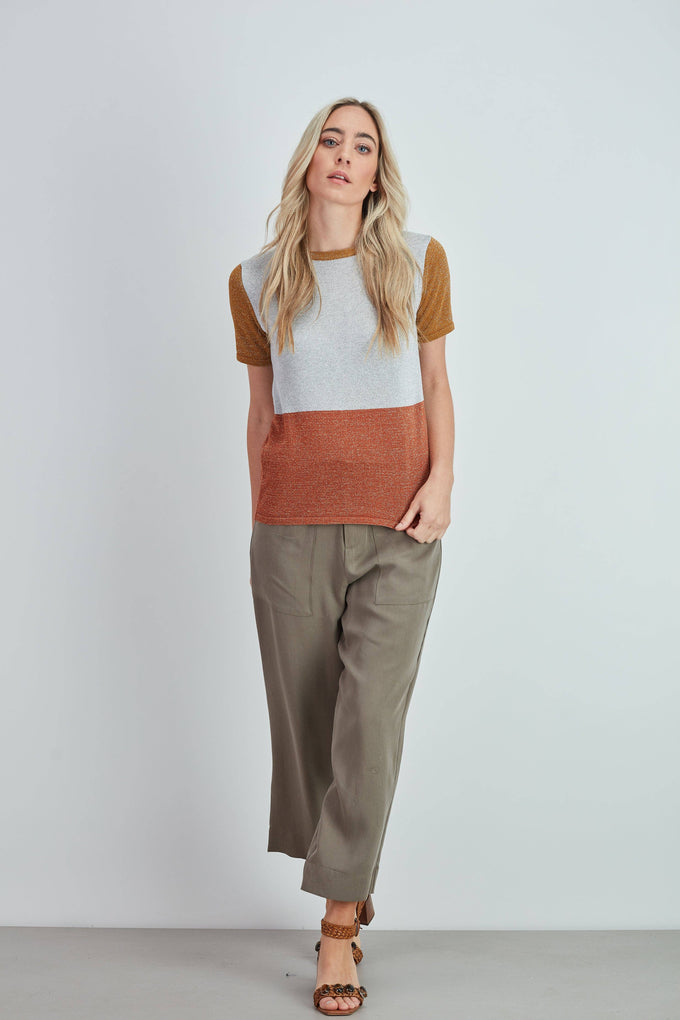 Maglia in rete lurex bicolor