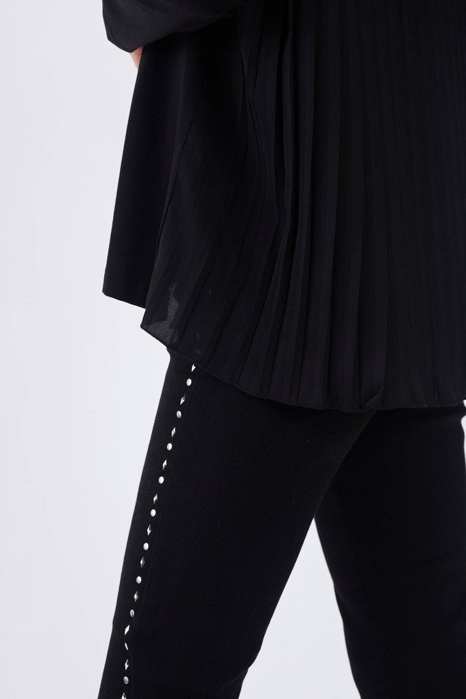 Pantaloni Skinny Neri con Borchie Laterali