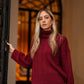 Maglione dolcevita in maglia bordeaux