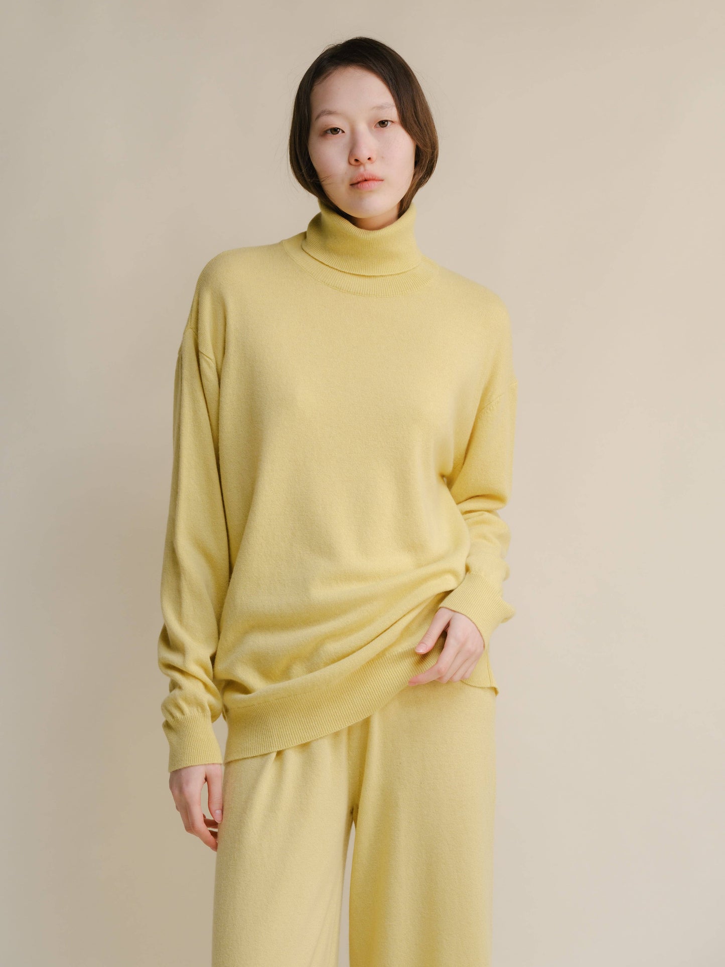 Maglione dolcevita classico in misto cashmere