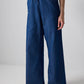 Pantaloni in denim leggero a vita alta con coulisse