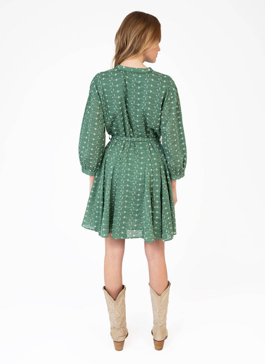 Abito corto Odreany in cotone con ricami e cintura