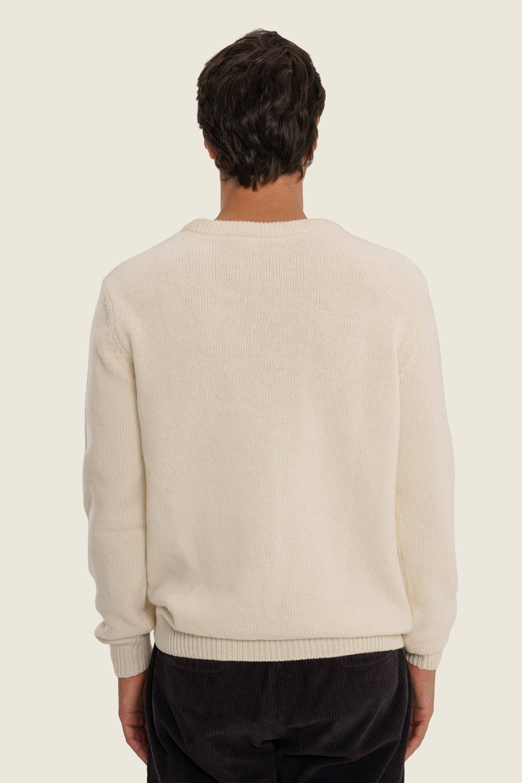 Maglione in maglia bianco neve in cotone organico