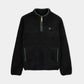 Felpa sherpa in poliestere riciclato con collo alto e mezza zip nera
