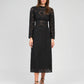 Gonna midi in pizzo nero con ricami di strass e perle