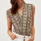 Body in maglia animalier con scollo a V
