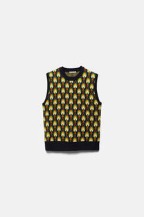 Gilet in maglia jacquard multicolor