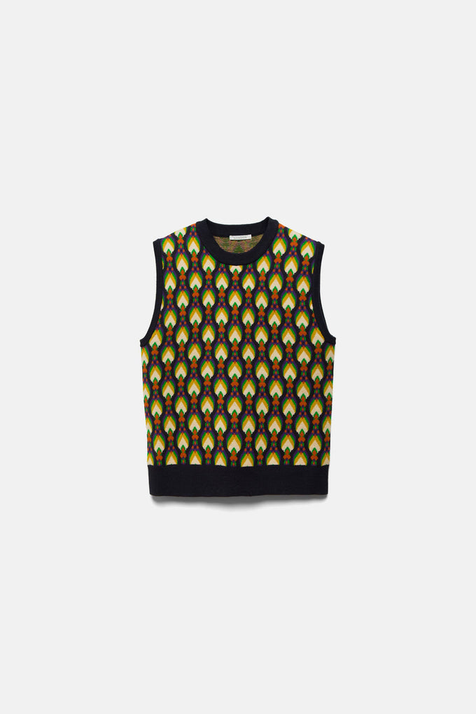 Gilet in maglia jacquard multicolor