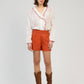 Camicia blusa Soumila écru ricamata in voile di cotone