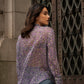 Blusa floreale lilla con fiocco