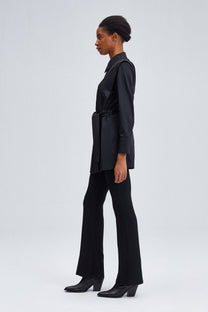 Camicia in popeline con cintura