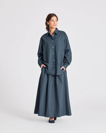 Camicia in popeline di cotone biologico blu denim