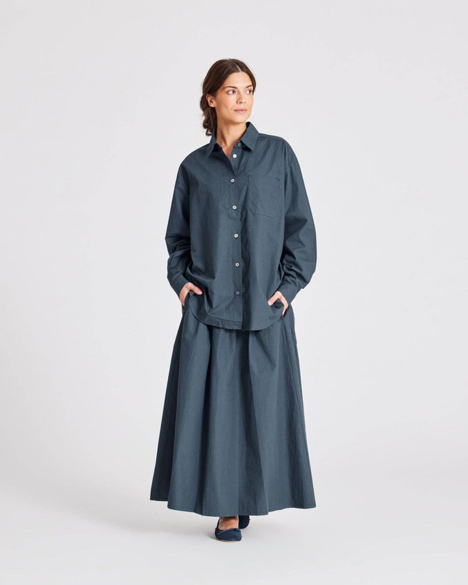 Camicia in popeline di cotone biologico blu denim