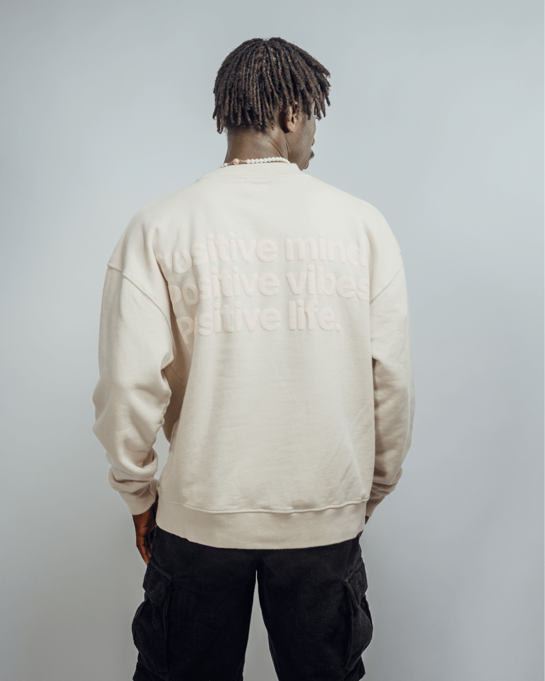 Felpa oversize Positive Mind beige