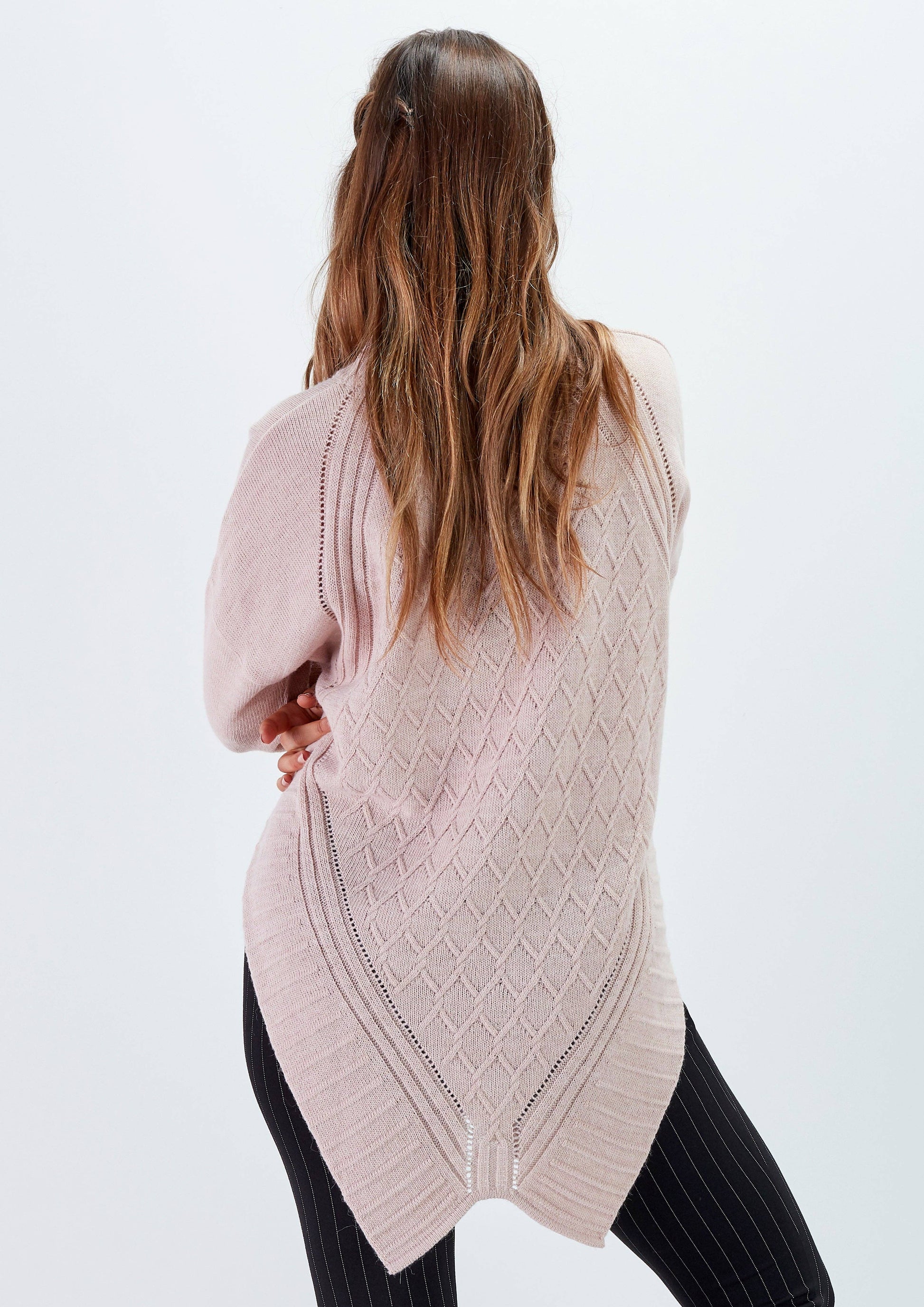 Maglione jacquard oversize rosa cipria