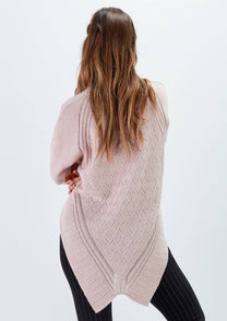 Maglione jacquard oversize rosa cipria