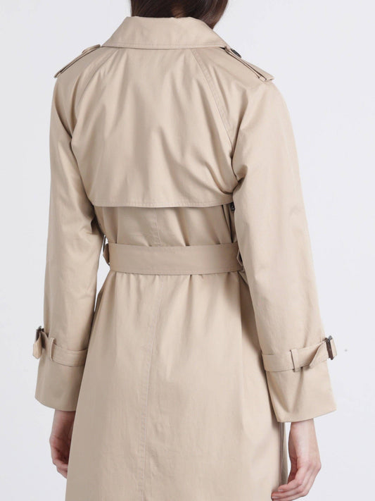 Trench lungo in gabardina doppiopetto da donna