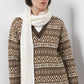 Abito in maglia jacquard con scollo a V