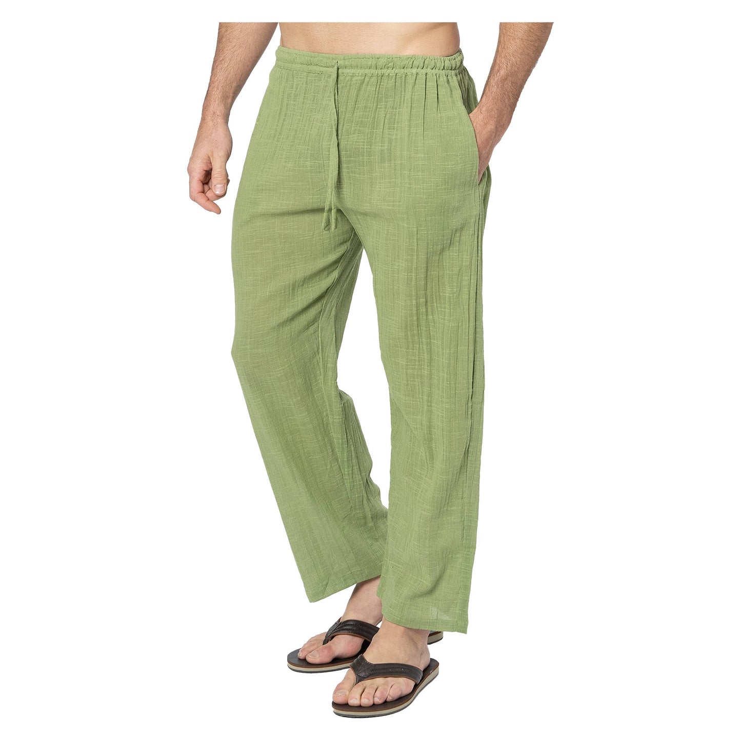 Pantaloni estivi lunghi in cotone verde