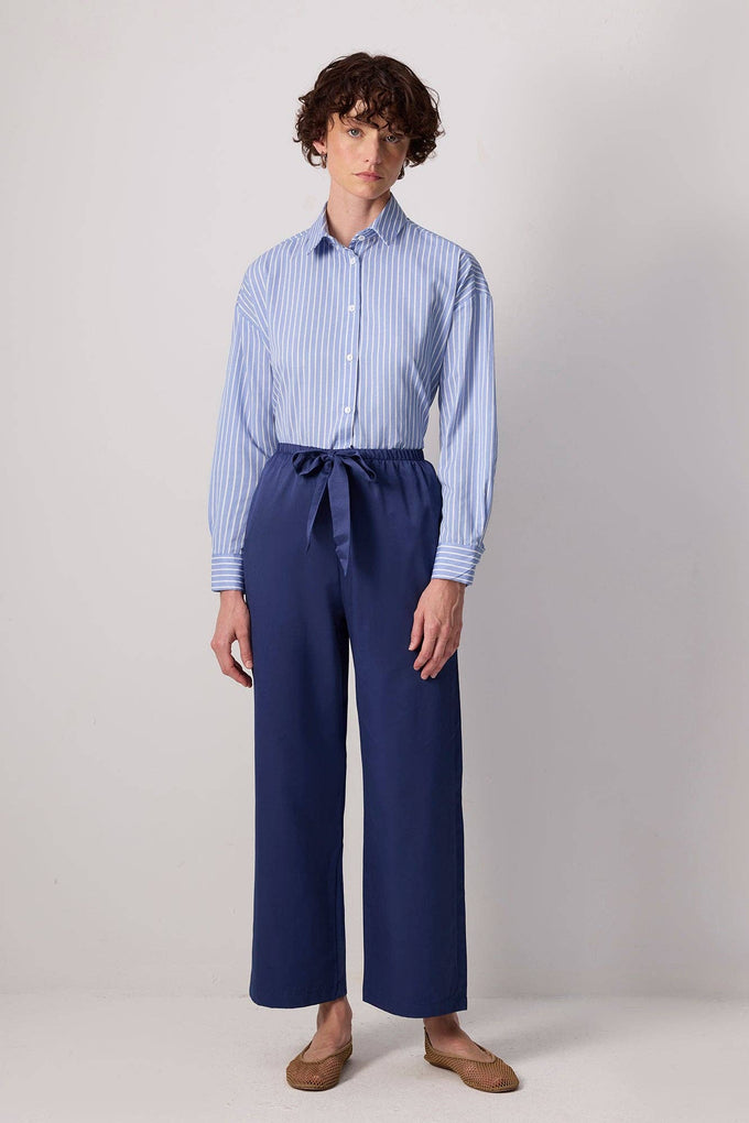 Pantaloni a gamba larga con vita elasticizzata Blu Navy