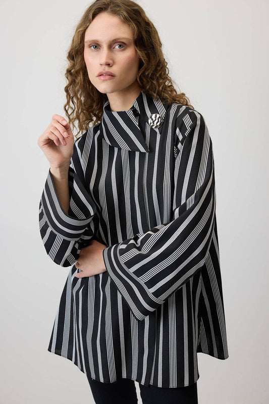 Camicia in viscosa a righe glitterate