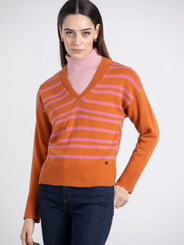 Maglione bicolor a righe
