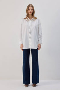 Camicia oversize con lacci frontali
