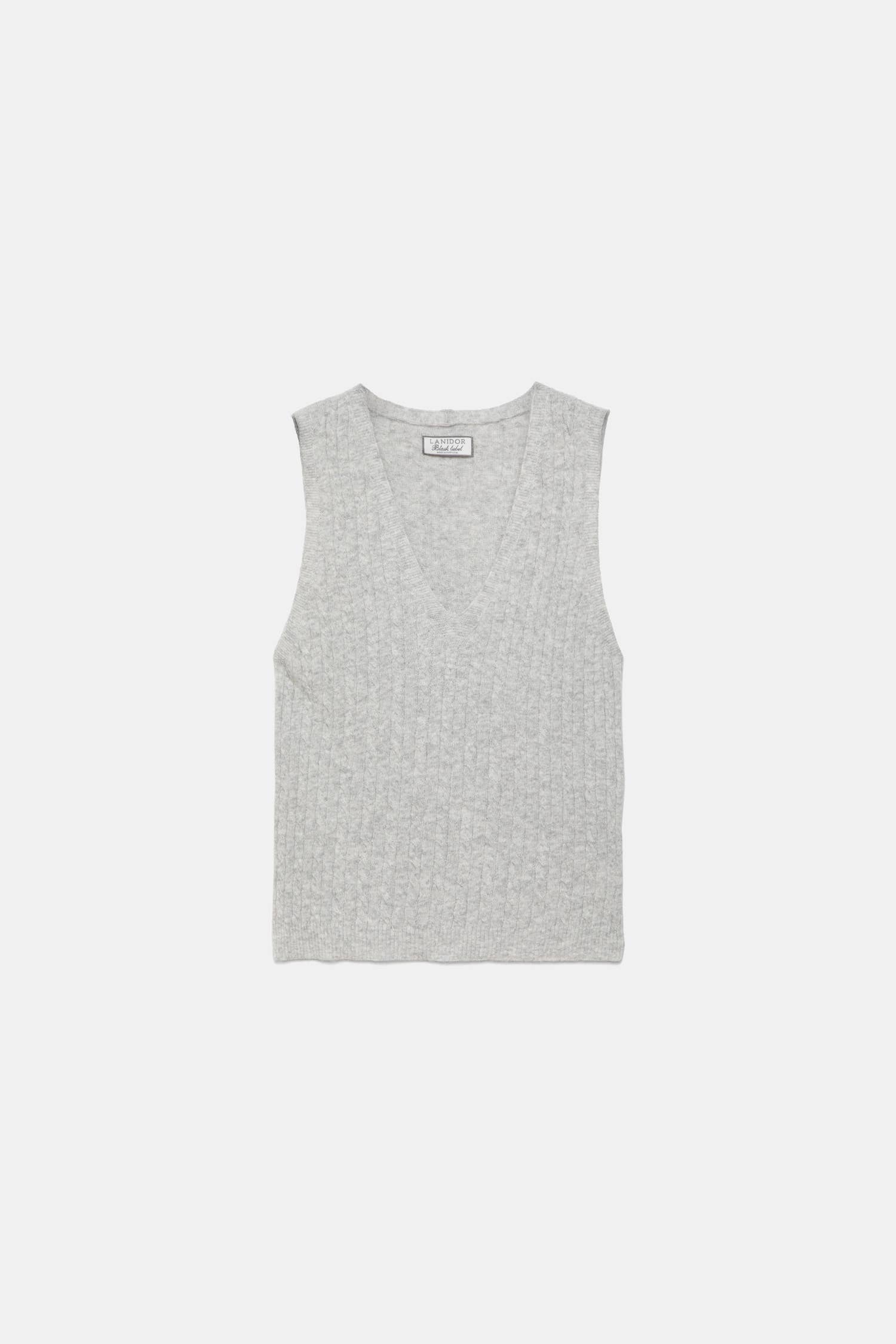 Gilet in Maglia Strutturata con Scollo a V