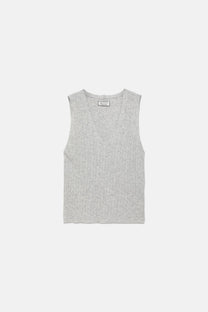 Gilet in Maglia Strutturata con Scollo a V
