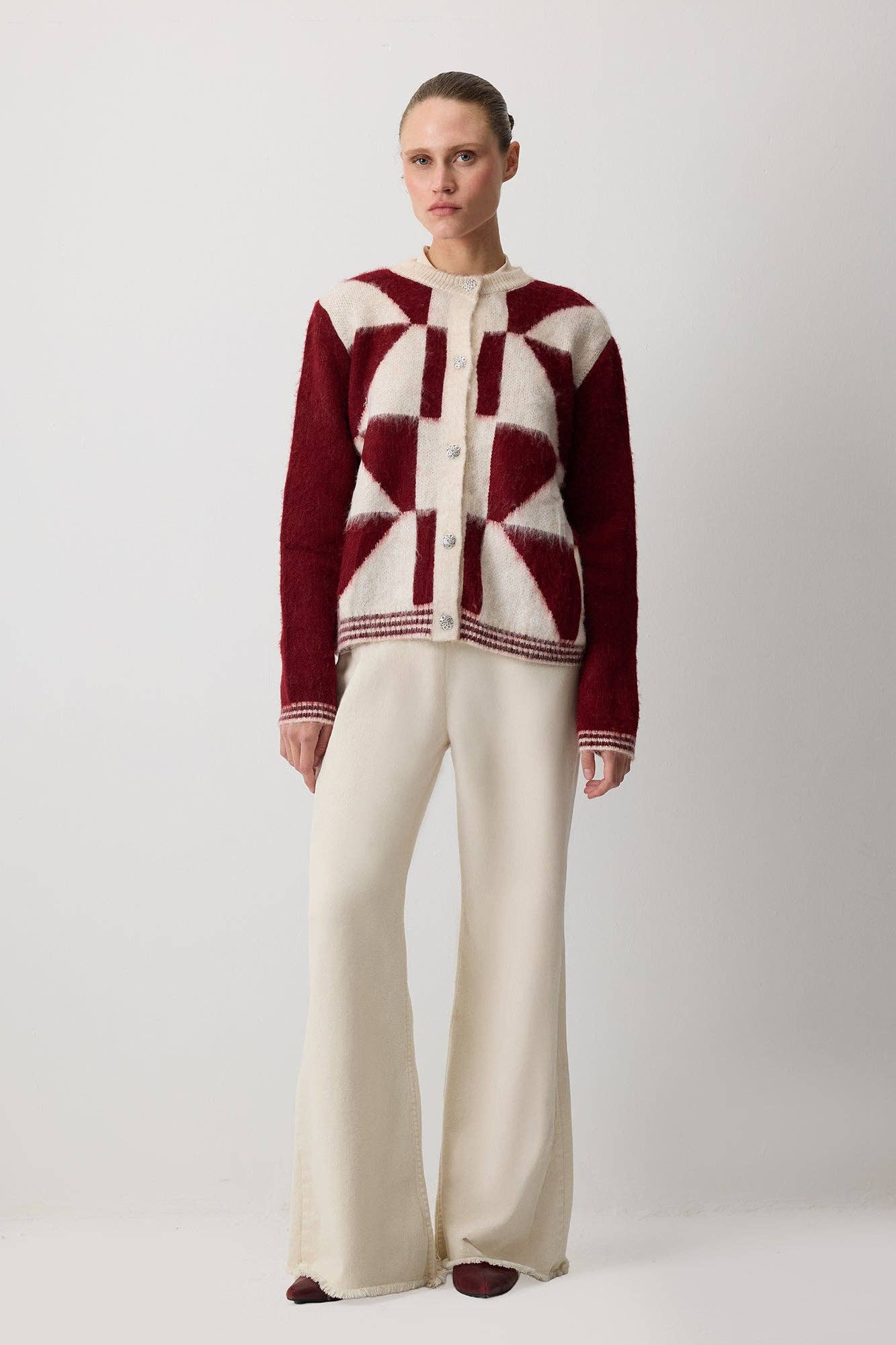 Cardigan in maglia color block