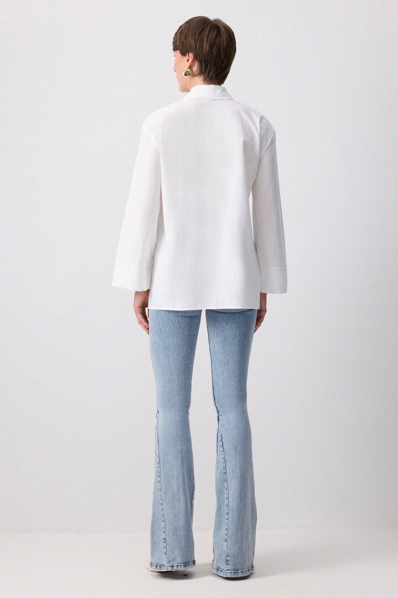 Camicia comoda con manica kimono in misto cotone
