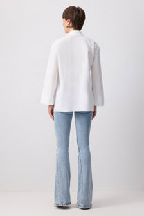 Camicia comoda con manica kimono in misto cotone