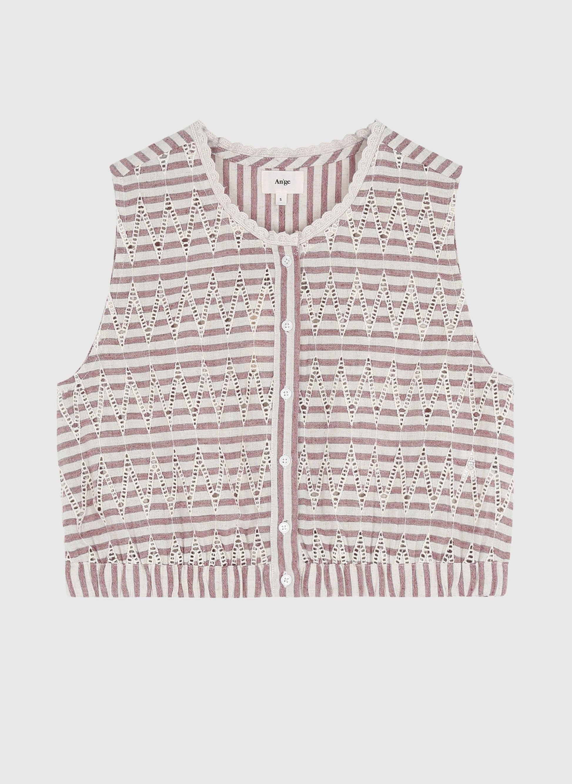 Blusa Sabia lampone in pizzo sangallo