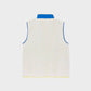 Gilet sherpa unisex avorio e blu con zip