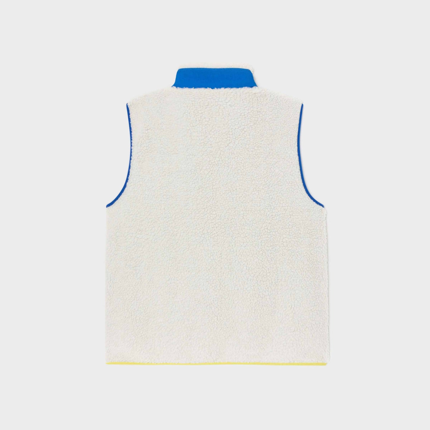 Gilet sherpa unisex avorio e blu con zip