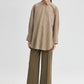 Camicia oversize in popeline misto cotone beige
