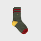 Calzini retrò in cotone pettinato kaki a righe rosse e blu