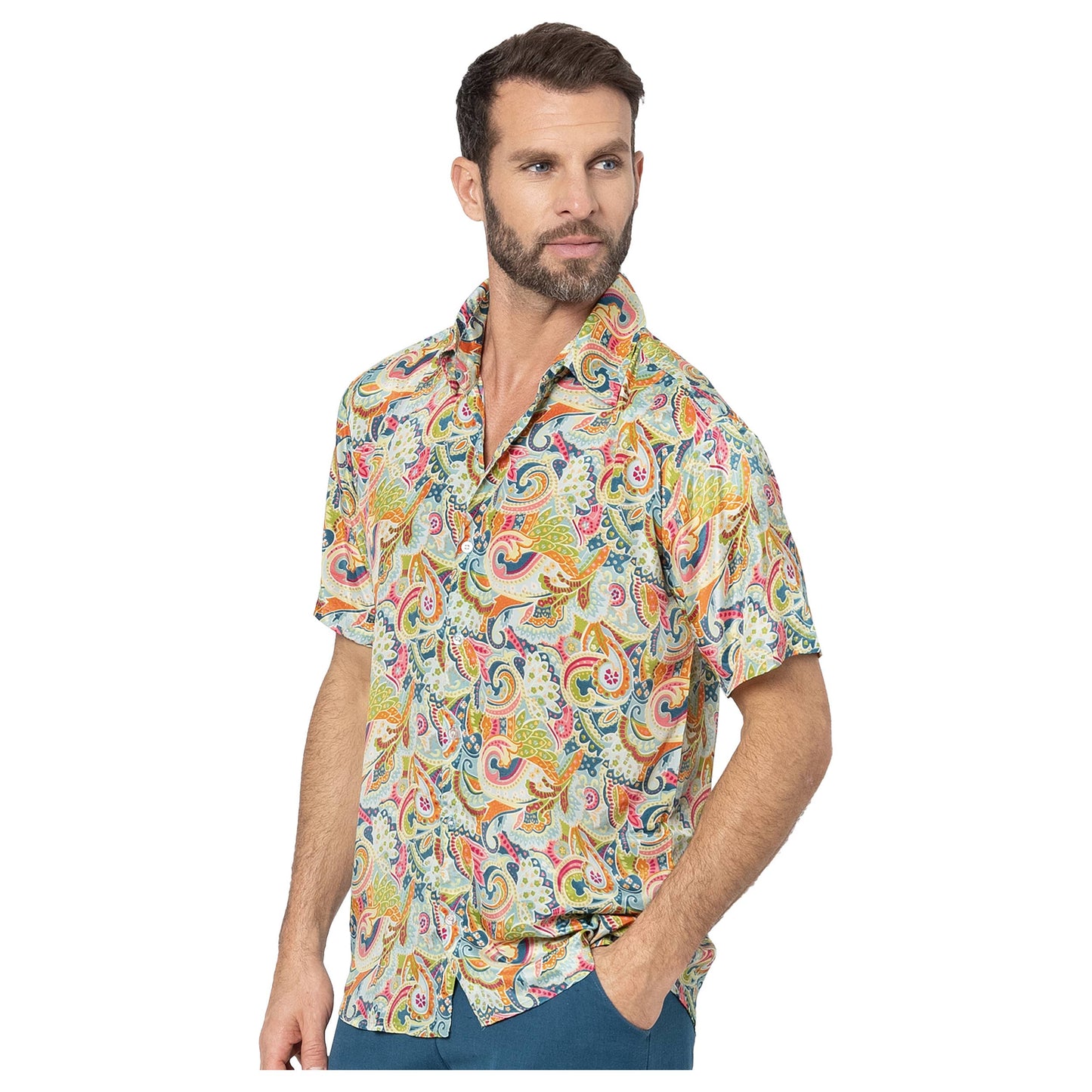 Camicia estiva a maniche corte fantasia paisley
