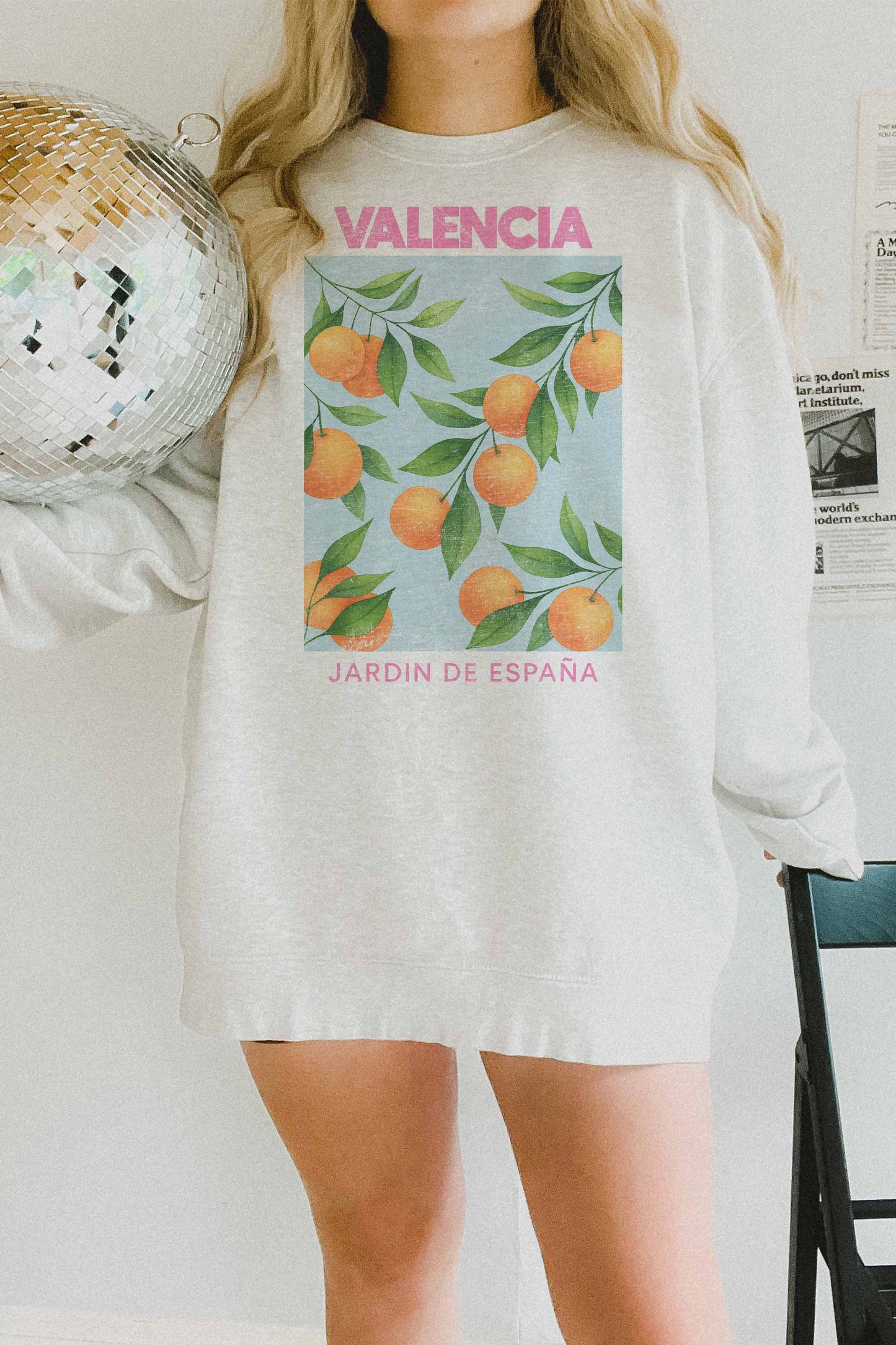 Felpa oversize Valencia España con stampa agrumi