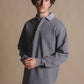 Maglione polo pesante tinto a pigmento in peltro
